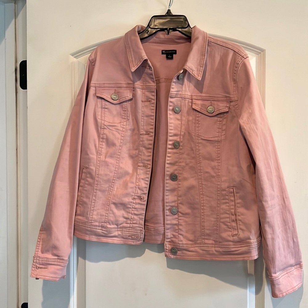 New Directions size L denim jacket. Blush/light pink
